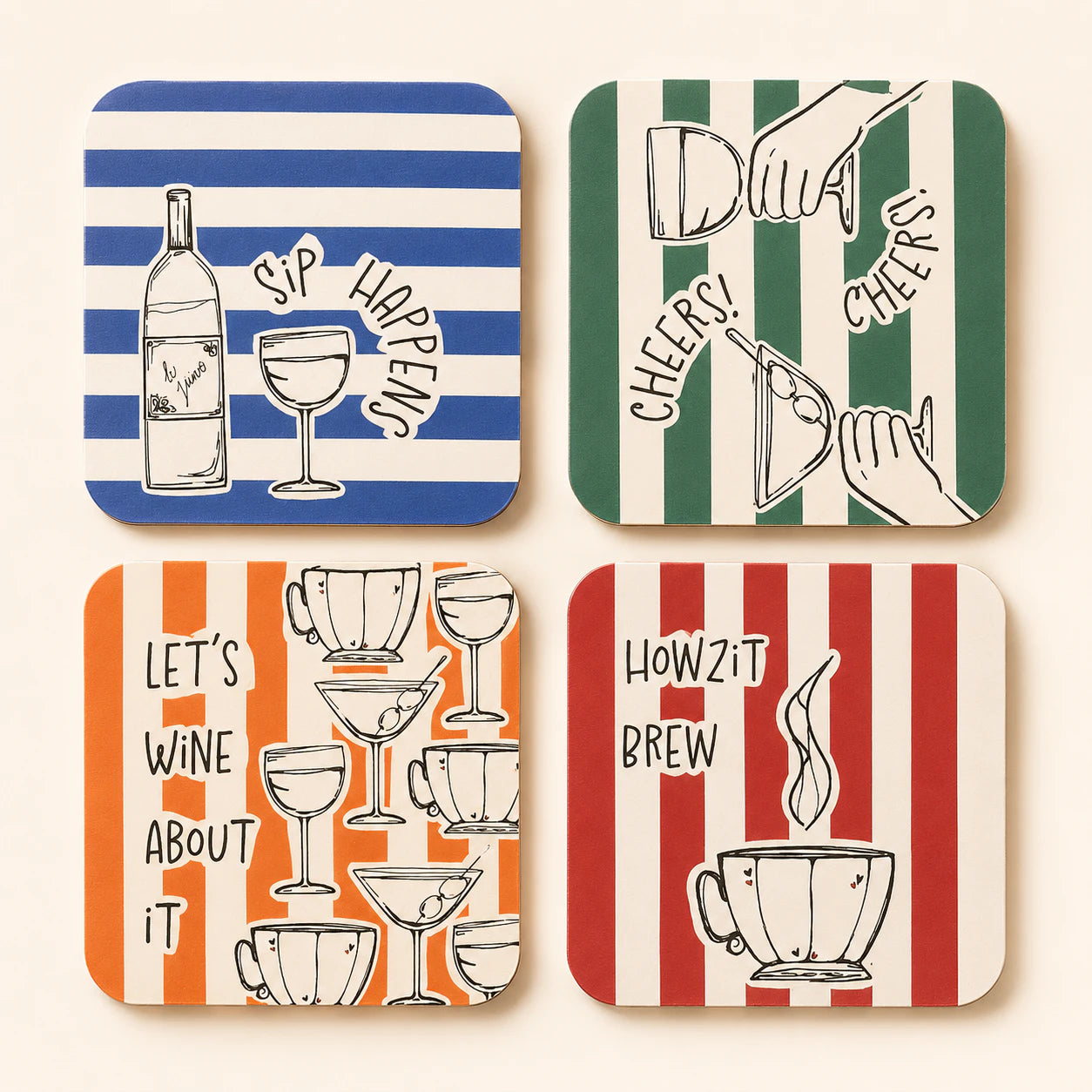 Sip & Stripe Coaster Set